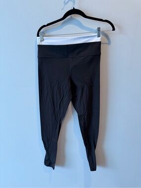Athleta Black Leggings with White Waistband